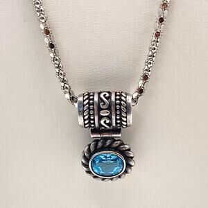 Aqua Marine And Sterling Silver Necklace Beautiful Shine